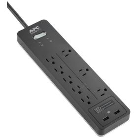 APC PH8U2 8-Outlet SurgeArrest Home/Office Series Surge Protector with 2 USB Ports, 6ft Cord