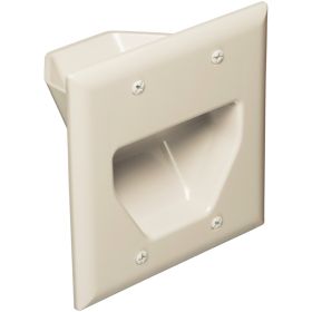 DataComm Electronics 45-0002-LA 2-Gang Recessed Cable Plate (Light Almond)