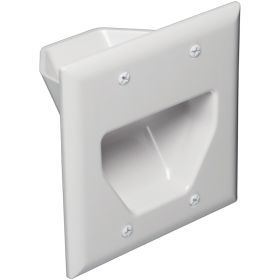DataComm Electronics 45-0002-WH 2-Gang Recessed Cable Plate (White)
