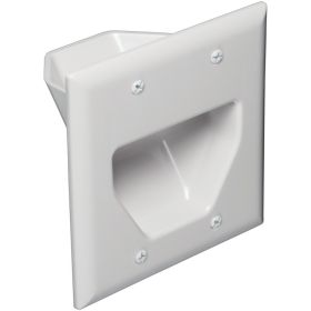 DataComm Electronics 45-0002-WH 2-Gang Recessed Cable Plate (White)