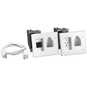DataComm Electronics 45-0023-WH Recessed Pro-Power Kit with Straight Blade Inlet