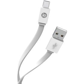 iEssentials IEN-FC4M-WT Charge & Sync Flat Micro USB to USB-A Cable, 4ft (White)