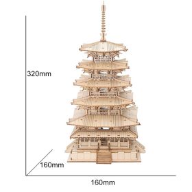 Robotime Rolife 275pcs DIY 3D Five-storied Pagoda Wooden Puzzle Game Assembly Constructor Toy Gift for Children Teen Adult