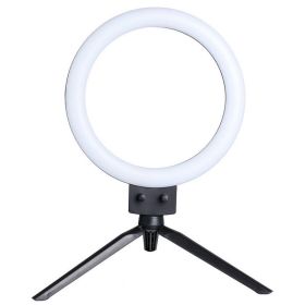 Kshioe Infinite Dimming Double Color Temperature LED Ring Lamp and Mini Tabletop Tripod US Standard--YS