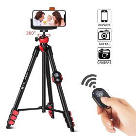 Zomei T60 Portable Tripod with Phone Clip and Bluetooth Remote Control Black Red--YS