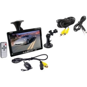 Pyle PLCM7700 7" Window Suction-Mount LCD Widescreen Monitor & Universal Mount Backup Color Camera with Distance-Scale Line