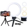 Kshioe Infinite Dimming Double Color Temperature LED Ring Lamp and Mini Tabletop Tripod US Standard--YS