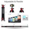 Zomei T60 Portable Tripod with Phone Clip and Bluetooth Remote Control Black Red--YS