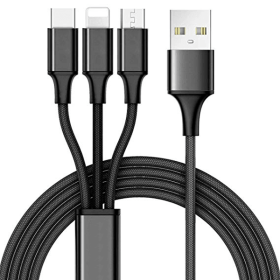 10 Foot 3 in 1 Cable - Black