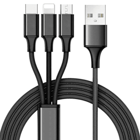 10 Foot 3 in 1 Cable - Black