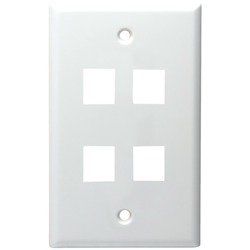 Datacomm Electronics 4-port Standard Size Keystone Wall Plate (white)